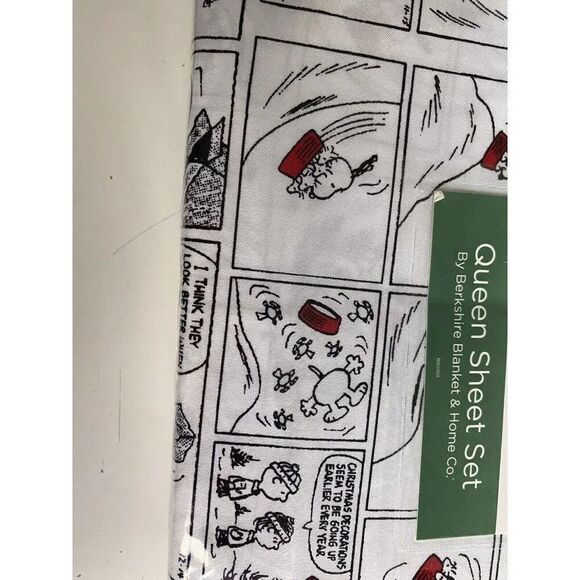 Peanuts Snoopy Holiday Christmas Comic Strip Queen Size Soft Sheet Set NEW - Picture 5 of 16